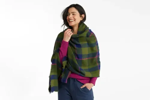 Model wearing the L.L.Bean Women’s Bean Blanket Scarf